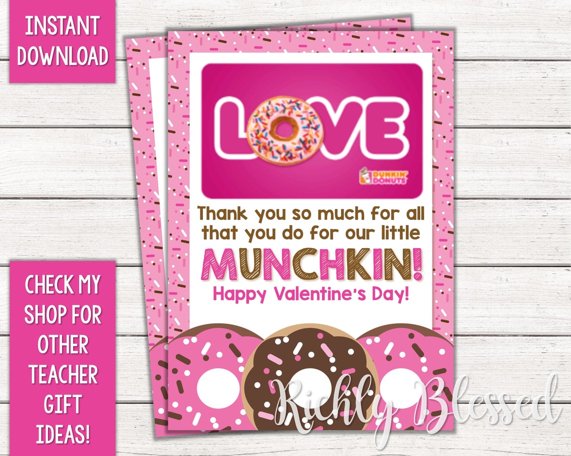 INSTANT DOWNLOAD Dunkin Donuts Inspired Valentine