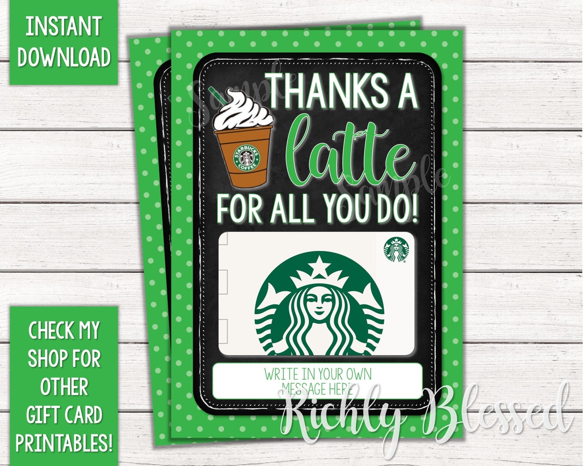 Starbucks Teacher Appreciation Card Printable