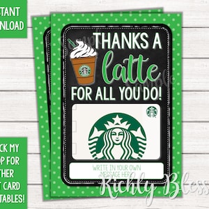 TÉLÉCHARGEMENT IMMÉDIAT Carte-cadeau Starbucks, cadeau de remerciement pour le professeur, cadeau de fin d'année pour le professeur, carte de 5 x 7 pouces, bricolage imprimable