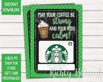 INSTANT DOWNLOAD Starbucks Back to School Teacher Gift, Teacher Thank You, Beginning of the Year Teacher Gift 5x7 Gift Card DIY Printable
