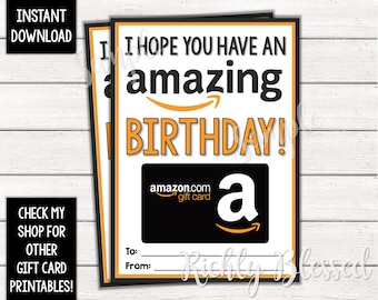 INSTANT DOWNLOAD Amazon Gift Card Birthday Card Holder Gift Card Printable Teacher Birthday Amazon Birthday Card 5x7 DIY Printable