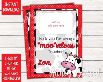 INSTANT DOWNLOAD Chicken Chick Gift Card Teacher Appreciation Gift, Teacher Thank You End of the Year Gift 5x7 Gift Card DIY Printable