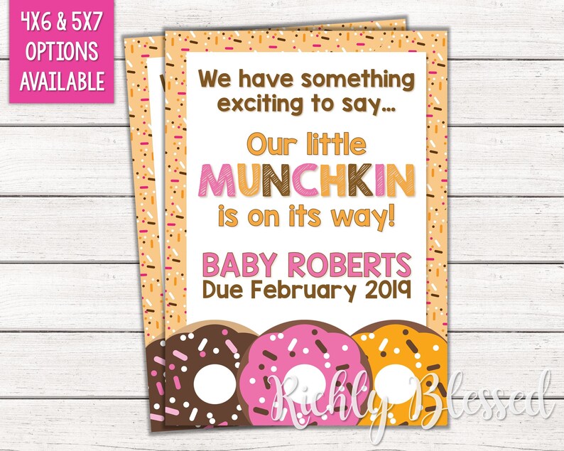 Dunkin Donuts Inspired Pregnancy Announcement Card Donut Card | Etsy