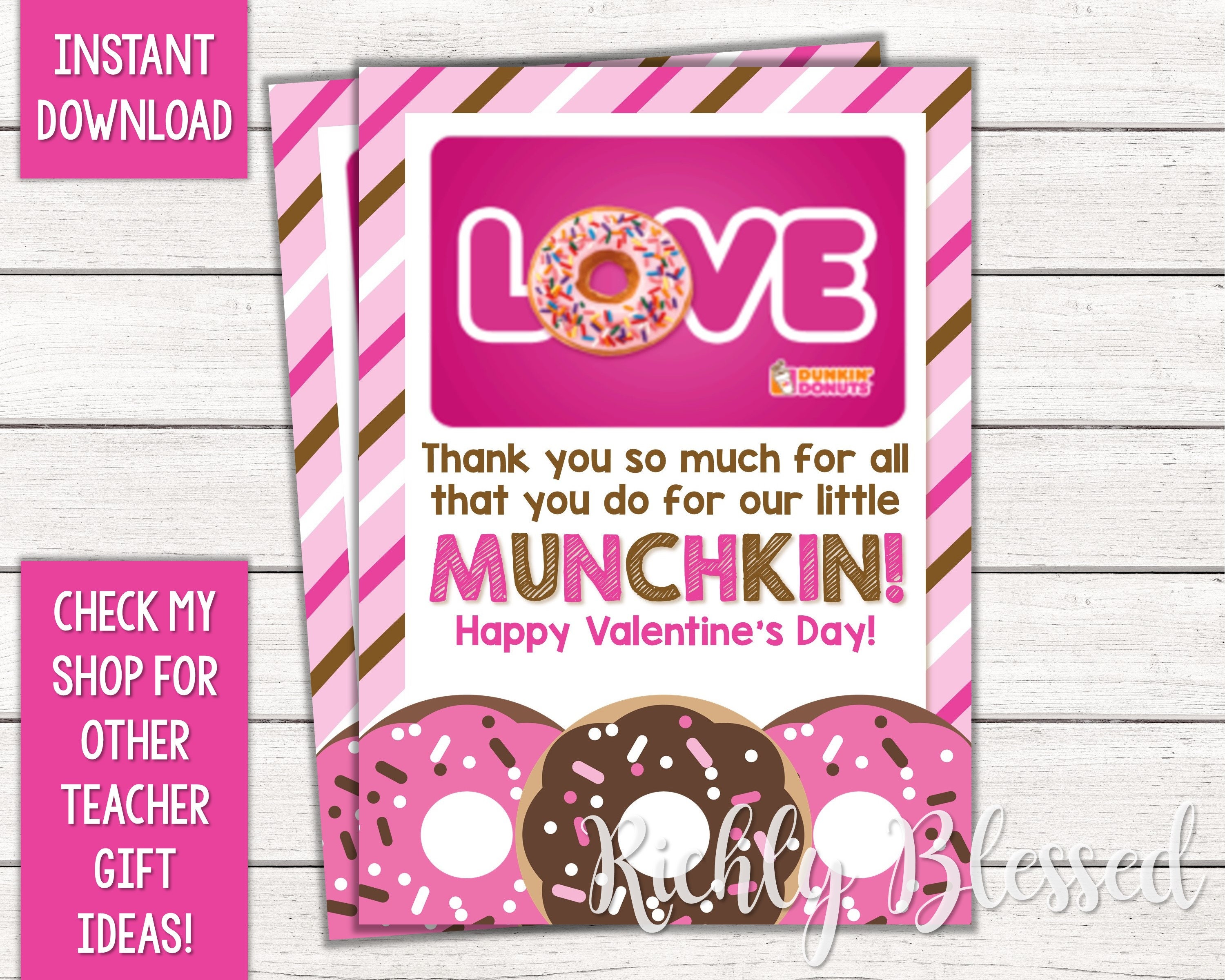 INSTANT DOWNLOAD Dunkin Donuts Inspired Valentine's Day Etsy