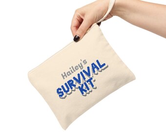 Personalized Survival Kit Pouch, Funny Cotton Canvas Travel Bag, Snack Holder