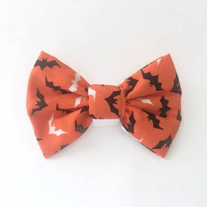 PET BOW: Batty Orange Halloween Pet Bow for Dogs or Cats // Gifts for Dogs // Dog Bow Tie // Pet Bow Tie