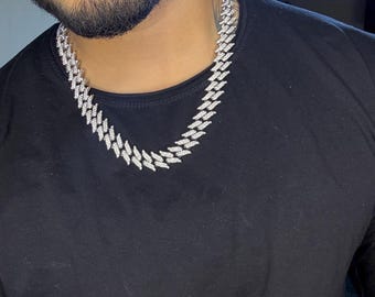 Mens Cuban Link Chain Miami Cuban Necklace Bling diamond chain for Mens n women
