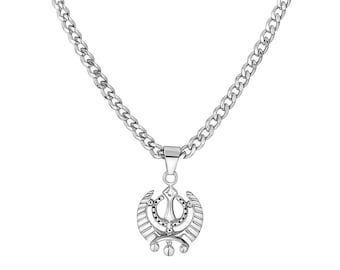 Sikh Khanda Pendant Necklace: Stainless Steel Religious Symbol Jewelry