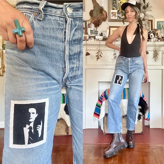 Jeans Levis 501 Denim indossati negli anni 90 con ricamo Dale Cooper Twin Peaks Etsy Italia