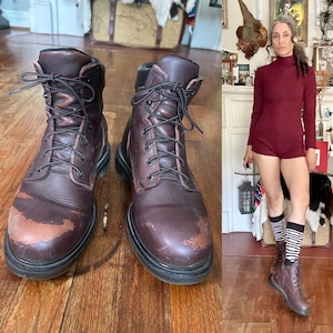 Botas de trabalho vintage Red Wing com biqueira macia usadas