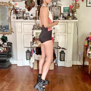 80s Black with Cross Front Playsuit