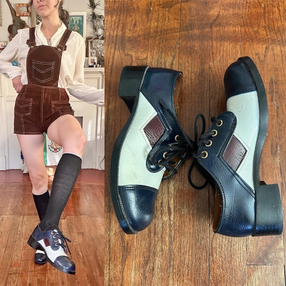 70s Patchwork & Heeled Oxfords - image 1
