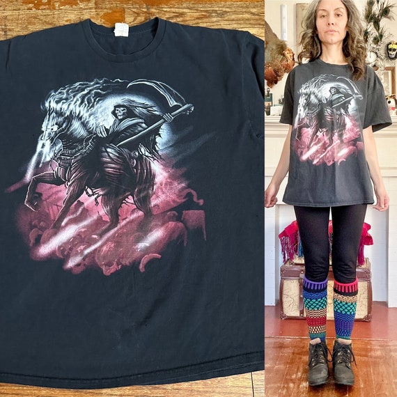 Vintage Grim Reaper Print T-shirt - image 1