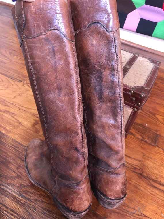 Vintage Brown Leather Frye Knee High Boots Gem