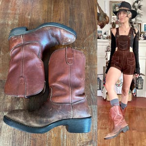 Vintage Brown Leather Oil Resistant Work Boots
