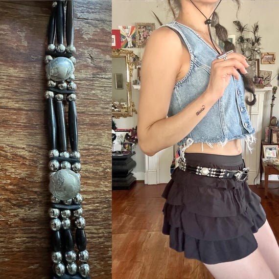 Vintage Western Buffalo Horn & buffalo coin Detail Belt