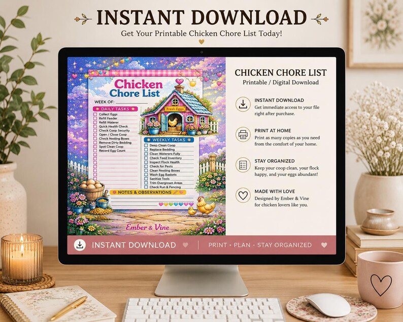 Chicken Chore List Printable Weekly Chicken Keeper Tracker Backyard ...