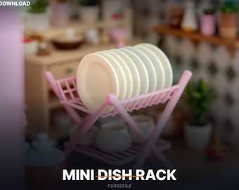 Escurreplatos de cocina a escala 1/12, archivo STL / Bandeja decorativa / Descarga para impresión 3D