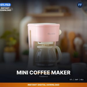 One Twelfth Scale Drip Coffee Maker, Miniature STL File | Detailed Dollhouse | 3D Print Download