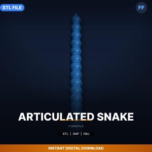 Articulated Snake, Print in Place, Ball Socket STL File | Fidget Toy | 3D Print Download