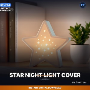 Star Shaped Night Light Cover, Fits Led Tea STL File | Stars, Bedtime | 3D Print Download