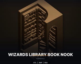 Wizards Library Book Nook STL File | Bookshelf Insert | 3D Print Download