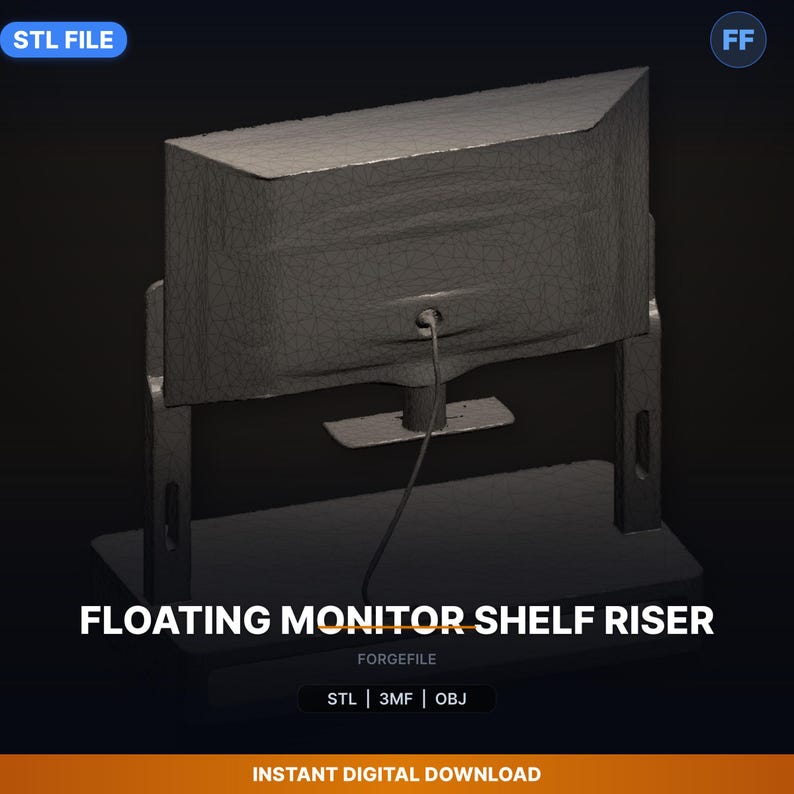 Floating Monitor Shelf Riser STL File | Premium Desk Accessory | 3D ...