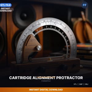 Turntable Cartridge Alignment Protractor STL File | Setup Tool | 3D Print Download