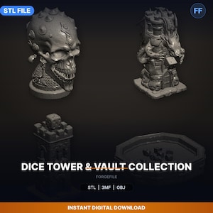 Pacchetto STL da 5 pezzi Dice Tower & Vault Collection / Risparmia il 39% / Download stampa 3D