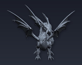 Cybernetic Dragon Figurine STL File for 3D Printing | Home Decor | Digital Download
