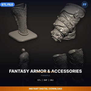Paquete de 6 armaduras y accesorios de fantasía STL / Ahorra un 49 % / Descarga para impresión 3D