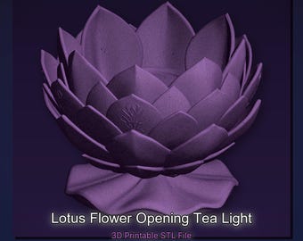 Lotusbloemopening theelichtje STL-bestand voor 3D-printen | Altaardecoratie hekserij | Digitale download