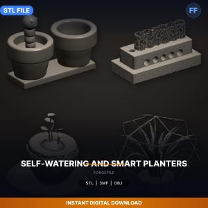 Selbstbewässernde und intelligente Pflanzgefäße 6er-Pack STL-Bundle | Sparen Sie 49% | 3D Druck Download