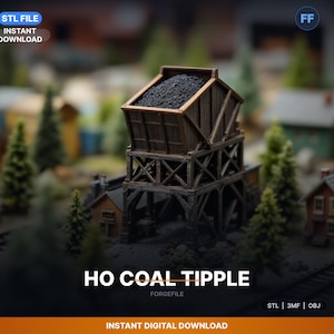 Ho Scale Coal Tipple Loading Structure, STL File | 1-87 Detailed | 3D Print Download
