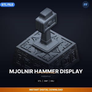 Mjolnir Hammer Display STL File | Display Stand | 3D Print Download