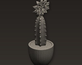 Blooming Cactus Key Holder STL File for 3D Printing | Home Decor | Digital Download