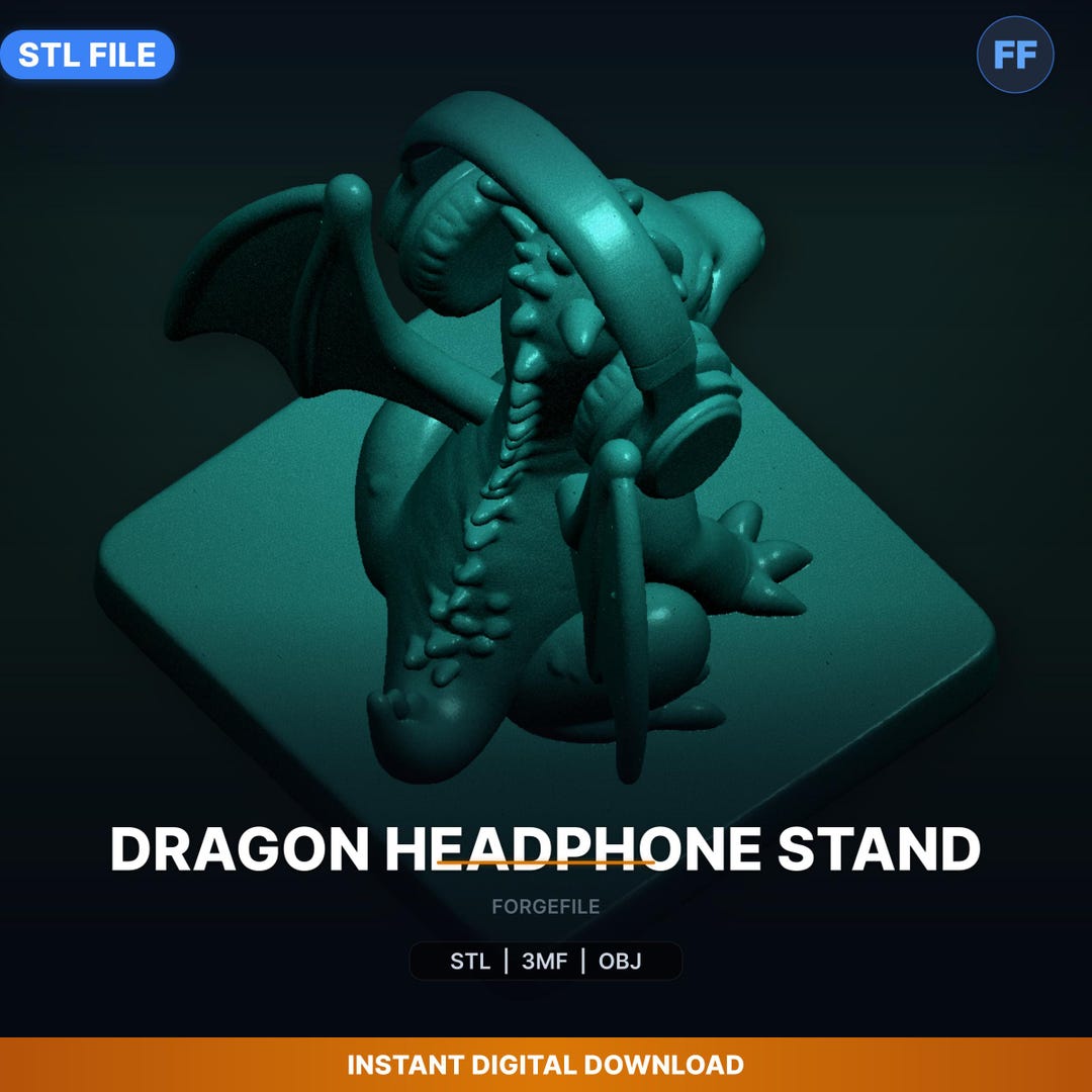 Dragon Headphone Stand STL File | Fun Desk Toy | 3D Print Download - Etsy