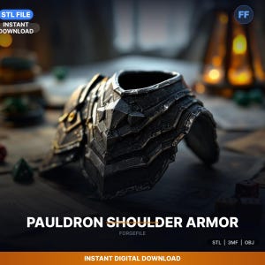 Pieza de armadura de hombrera de un solo hombro, archivo STL en capas / Orificios para correas / Descarga para impresión 3D