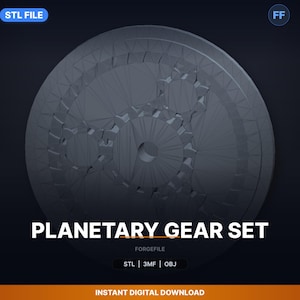 Planetary Gear Set, Print in Place, Sun Ring STL File | Education Model | 3D Print Download