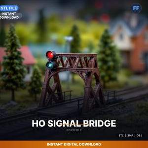 Hoスケール鉄道信号橋、ダブルスパンSTLファイル | Ho 1-87 | 3Dプリントダウンロード