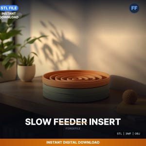Slow Feeder Maze Insert For Pet Bowl, Spiral STL File | Decorative Tray | 3D Print Download