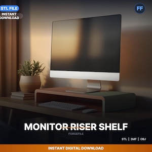 Support pour écran avec rangement en dessous, fichier STL | Présentoir | Téléchargement de l'impression 3D