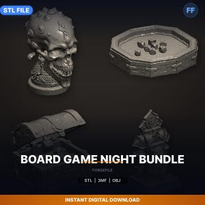Paquete de 6 STL para Noche de Juegos de Mesa / Ahorra un 49% / Descarga para impresión 3D