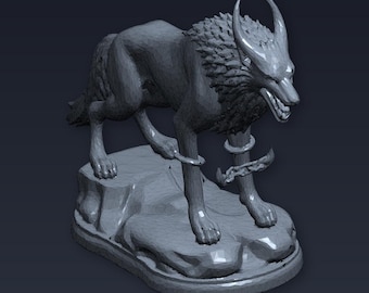 Fenrir Bound Wolf Figurine STL File for 3D Printing | Mythology Statue | Digital Download