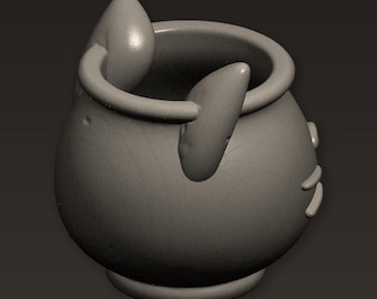 Cat Face Planter With Whiskers STL File for 3D Printing | Home Decor | Digital Download