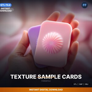 Conjunto de tarjetas de muestra de texturas táctiles, diferentes archivos STL para exploración, terapia e impresión 3D.