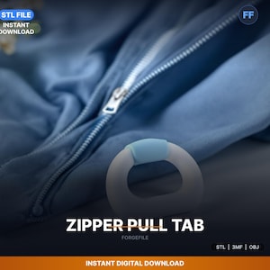 Large Zipper Pull Tab Attachment, Easy Grip STL File | Mount | 3D Print Download | Large Stl