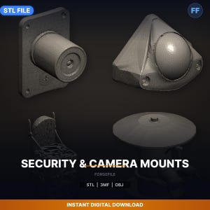 Paquete de 5 soportes STL para cámaras y seguridad / Ahorre un 39 % / Descarga para impresión 3D