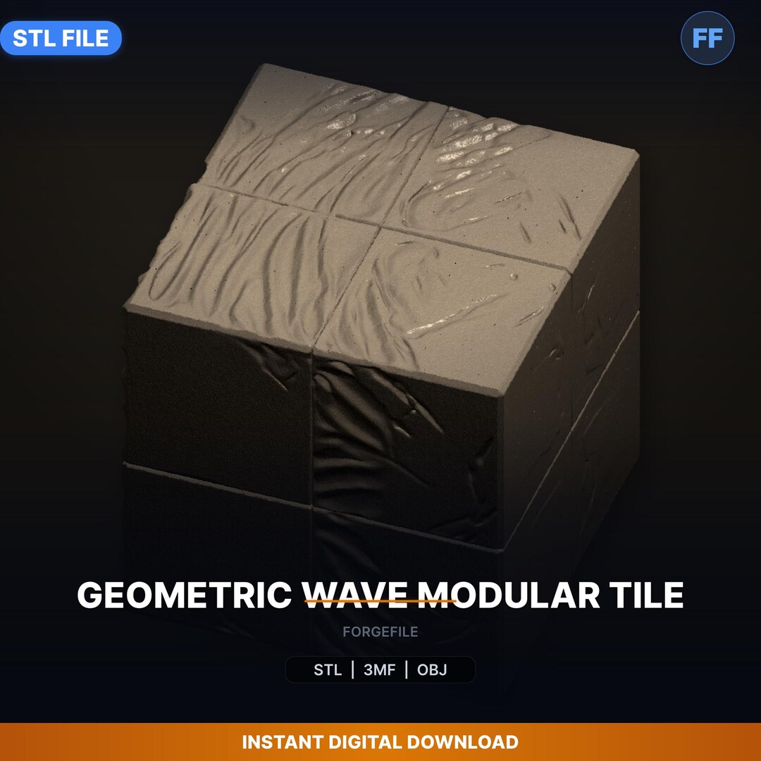 Wave Modular Geometric Wave Modular Tile STL File | Modular Design | 3D Print ...