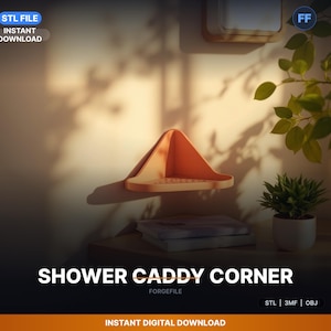 Corner Shower Caddy Shelf, Triangular Shape, STL File | Mount | 3D Print Download